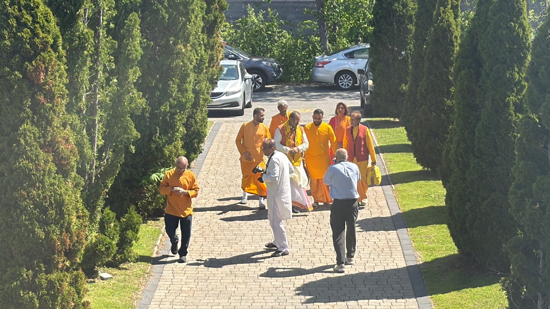 Procession arriving at the mandir