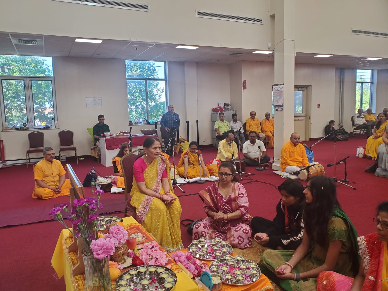 Devotees seated for the Gayatri Jayanti puja