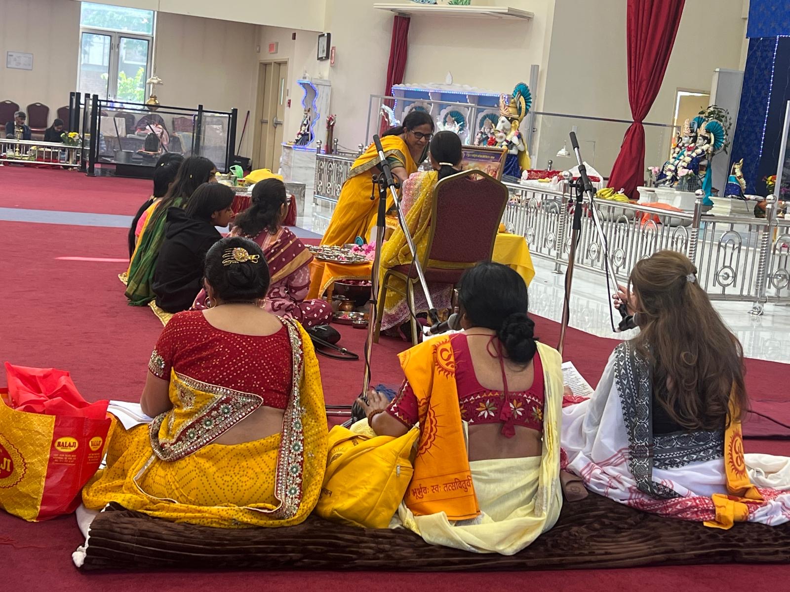 Puja rituals before the mandir altar